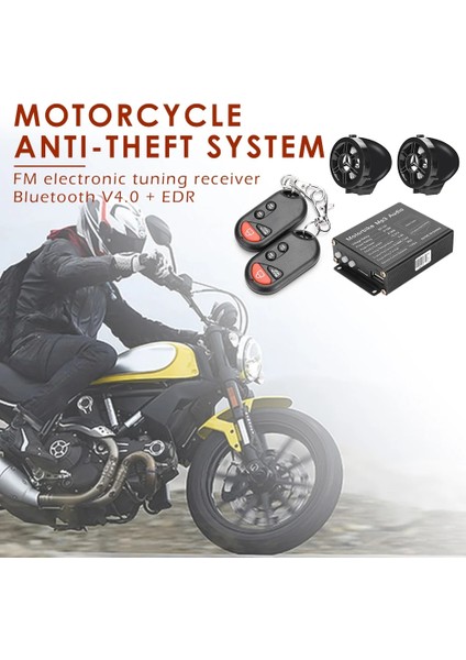Uzaktan Kumandalı Motosiklet Hırsızlık Alarm Sistemi Su Geçirmez Mp3 Fm Radyo Hoparlör Stereo Amplifikatör Ses Sistemi (Yurt Dışından)