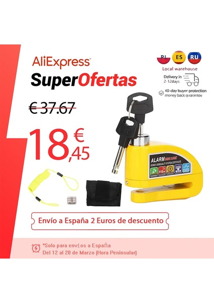 Gri Paket B Stili Motosiklet Scooter Tekerlek Disk Fren Alarm Kilidi Alüminyum Alaşımlı Güvenlik Hırsızlığa Karşı 2m Hatırlatma Halat Kilit Dikiş Çantası Yedek Pil (Yurt Dışından) modelleri