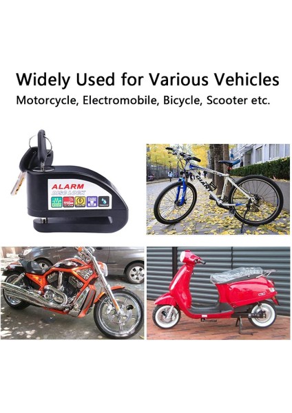 Kilit Stili Evrensel Motosiklet Bisiklet Alarm Ses Kilidi Motosiklet Disk Fren Kilidi 110DB Yüksek Sesle Güvenlik Su Geçirmez Bisiklet Kilidi (Yurt Dışından)