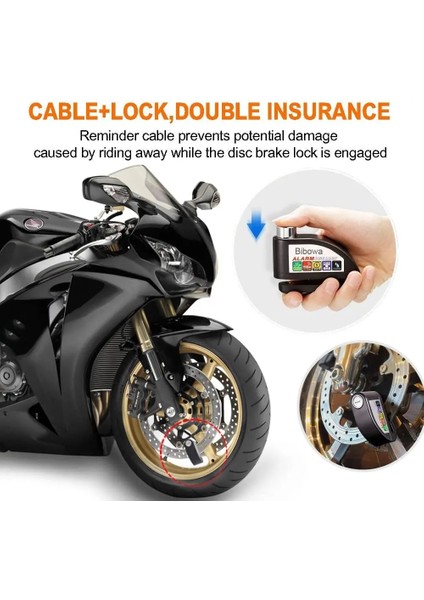 Kilit Stili Evrensel Motosiklet Bisiklet Alarm Ses Kilidi Motosiklet Disk Fren Kilidi 110DB Yüksek Sesle Güvenlik Su Geçirmez Bisiklet Kilidi (Yurt Dışından)