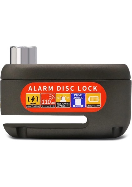 Sadece Siyah Kilit Stili Alarma Hırsızlığa Karşı Güvenlik Disk Fren Kilidi USB Şarj Suya Dayanıklı Moto Disco Candado Moto Alarm Kilitleri + Hatırlatma Kablosu (Yurt Dışından)