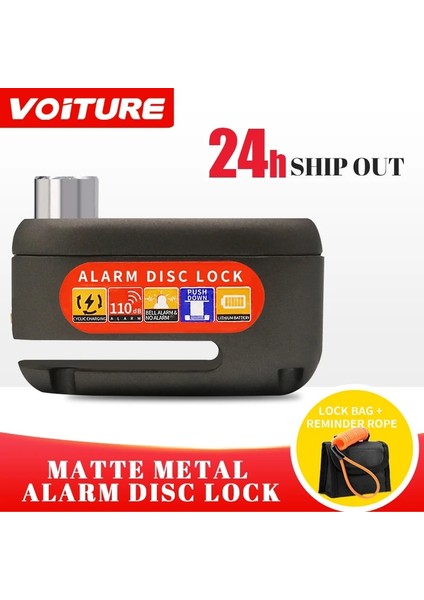 Sadece Siyah Kilit Stili Alarma Hırsızlığa Karşı Güvenlik Disk Fren Kilidi USB Şarj Suya Dayanıklı Moto Disco Candado Moto Alarm Kilitleri + Hatırlatma Kablosu (Yurt Dışından) modelleri