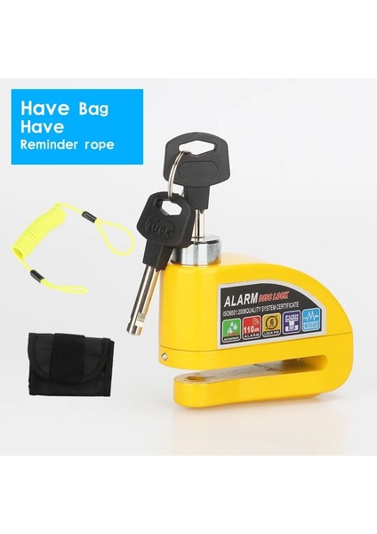Turuncu Paket B Stili Motosiklet Scooter Tekerlek Disk Fren Alarm Kilidi Alüminyum Alaşımlı Güvenlik Hırsızlığa Karşı 2m Hatırlatma Halat Kilit Dikiş Çantası Yedek Pil (Yurt Dışından)