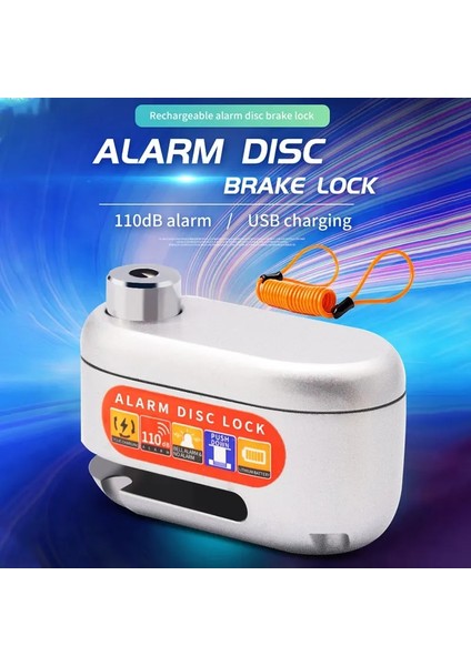 Hatırlatma Ipi Stili Kilit-Motor Bisiklet Alarm Disk Kilidi Sesli Fren Motosiklet Kilidi Alarm Disk Fren Kilidi 110DB Güvenlik Su Geçirmez Bisiklet Kilidi (Yurt Dışından)