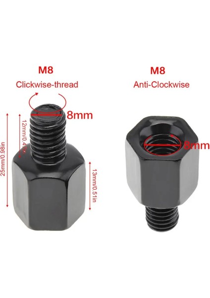 8 mm Ila 8 mm C Tipi Stil 2 Adet Motosiklet Aynası Vida Adaptörü Sağ Sol El Dişi Dönüşüm Motosiklet Dikiz Aynası Cıvata Vidası (Yurt Dışından)