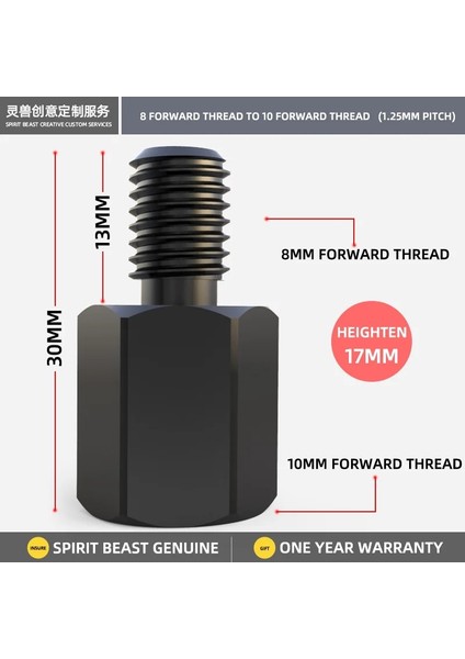 8f - 10F Siyah Stil Spirit Beast Motosiklet Dikiz Aynası ile Yükseltilmiş Vidalar Paslanmaz Çelik Vida Renk Moto Diy Kiti Honda Yamaha Suzuki Için (Yurt Dışından)