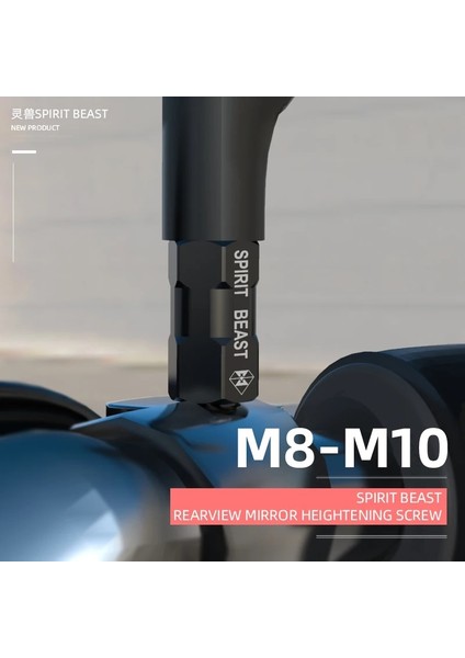 8f - 10F Siyah Stil Spirit Beast Motosiklet Dikiz Aynası ile Yükseltilmiş Vidalar Paslanmaz Çelik Vida Renk Moto Diy Kiti Honda Yamaha Suzuki Için (Yurt Dışından)