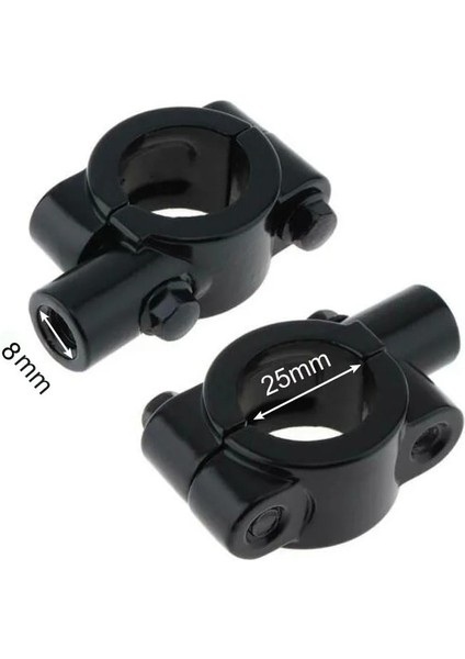 SIYAH-25MM-M8 Stili " Inç Gidon Konu Motosiklet Ayna Montaj Kelepçesi Dikiz Aynası Tutucu Adaptörü Gümüş Siyah (Yurt Dışından)