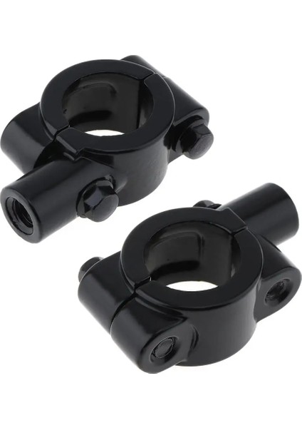 SIYAH-25MM-M8 Stili " Inç Gidon Konu Motosiklet Ayna Montaj Kelepçesi Dikiz Aynası Tutucu Adaptörü Gümüş Siyah (Yurt Dışından)