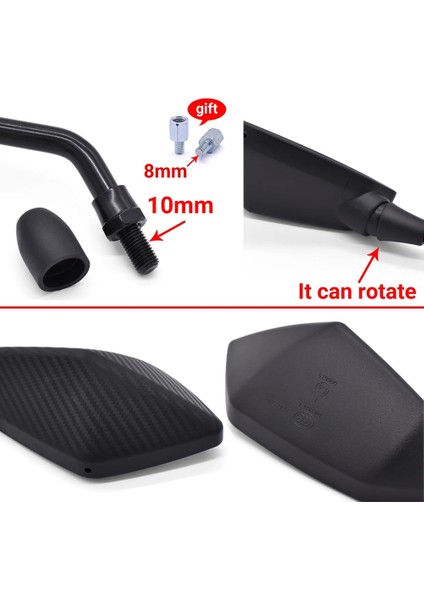 Abs Plastik Siyah Stil 1 Çift Motosiklet Dikiz Aynaları Honda Msx B650R CB125R Xadv x Adv 750 X11 St Arka Yan Dışbükey Ayna (Yurt Dışından)