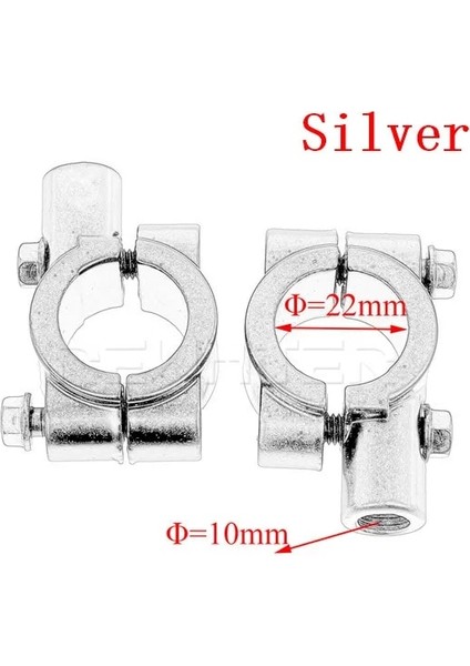 Gümüş 10 mm 22 mm Stil 2 Adet Siyah Gümüş Motosiklet Aksesuarları Ayna Montaj Kelepçesi Dikiz Aynası Tutucu Boyutu (Yurt Dışından)