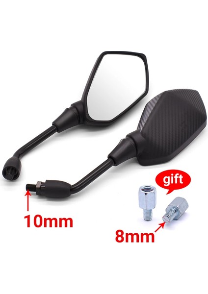 Karbon Fiber Tarzı 1 Çift Motosiklet Dikiz Aynaları Yamaha Fz8 Fz6 XSR700 XSR900 Xsr 900 XV950 Xv Arka Yan Dışbükey Ayna (Yurt Dışından)