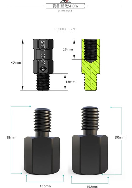 10R - 10R L1 Siyah Stil 1 Adet Motosiklet Aynası Vidaları Honda Suzuki Yamaha Kawasaki Benelli Ktm Ducati Triumph Aprilia Için Sol Sağ Vida (Yurt Dışından)