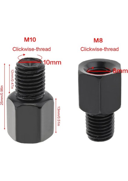 8 mm Ila 10 mm A Tipi Stil 2 Adet Motosiklet Aynası Vida Adaptörü Sağ Sol El Dişi Dönüşüm Motosiklet Dikiz Aynası Cıvata Vidası (Yurt Dışından)