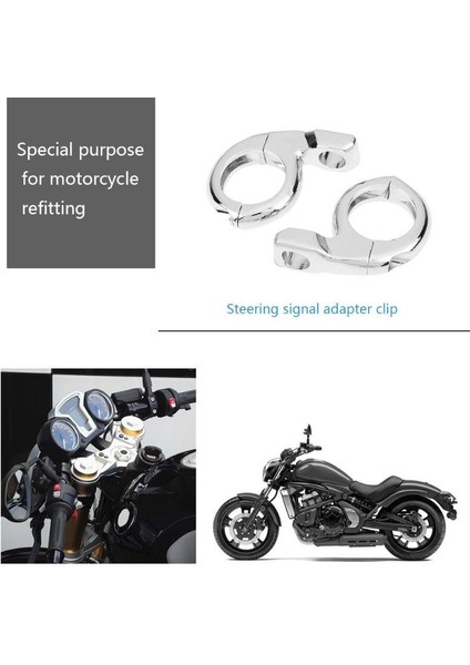 Gümüş Tarzı 2 Adet Motosiklet Dönüş Sinyali Gidon Kelepçe Gidon Ayna Dönüş Sinyali Adaptör Kelepçeleri Atv Dirt Bike (Yurt Dışından)