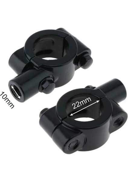 SIYAH-22MM-M10 Stili " Inç Gidon Konu Motosiklet Ayna Montaj Kelepçesi Dikiz Aynası Tutucu Adaptörü Gümüş Siyah (Yurt Dışından)