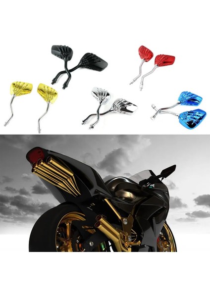 Siyah Stil Yeni Evrensel Motosiklet Scooter Arka Yan Ayna Modifikasyonu Kafatası Craw Shadow Dikiz Aynaları (Yurt Dışından)