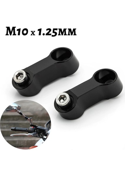 M10 x 1.25MM Aralık Stili 10MM x Pitch Sağ Sol Diş C Evrensel Alüminyum Motosiklet Ayna Montaj Yükseltici Genişletici Adaptör Moto M10 Aksesuarları (Yurt Dışından)