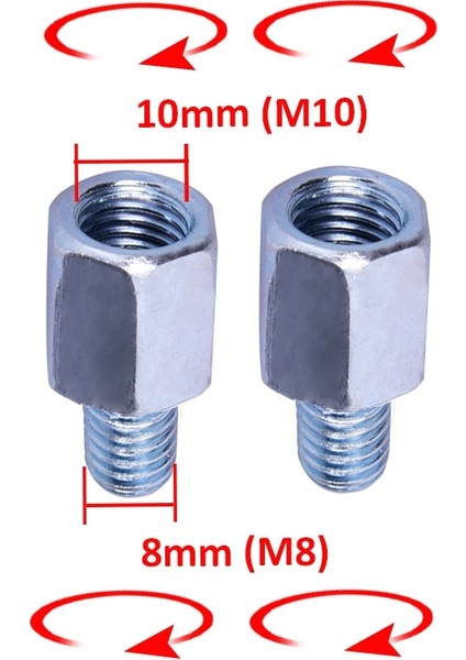 Gümüş 10-8 R-Rr Stili Siyah Motosiklet Ayna Adaptörü Dikiz Aynaları Sağ Sol El Konuları Dönüşüm Cıvata Vidaları Bmw Yamaha Için (Yurt Dışından)