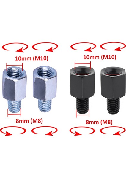 Gümüş 10-8 R-Rr Stili Siyah Motosiklet Ayna Adaptörü Dikiz Aynaları Sağ Sol El Konuları Dönüşüm Cıvata Vidaları Bmw Yamaha Için (Yurt Dışından)