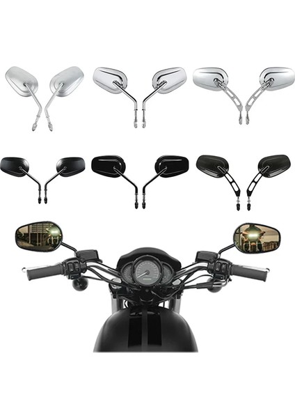 Krom 8mm 10MM Stili Motosiklet Arka Yan Aynalar Dikiz Harley Touring Sportste Road King Fatboy Softail Bobber Chopper Street Glide Dyna (Yurt Dışından) fiyatları