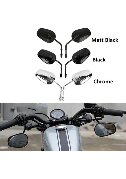 Krom 8mm 10MM Stili Motosiklet Arka Yan Aynalar Dikiz Harley Touring Sportste Road King Fatboy Softail Bobber Chopper Street Glide Dyna (Yurt Dışından) fırsatları