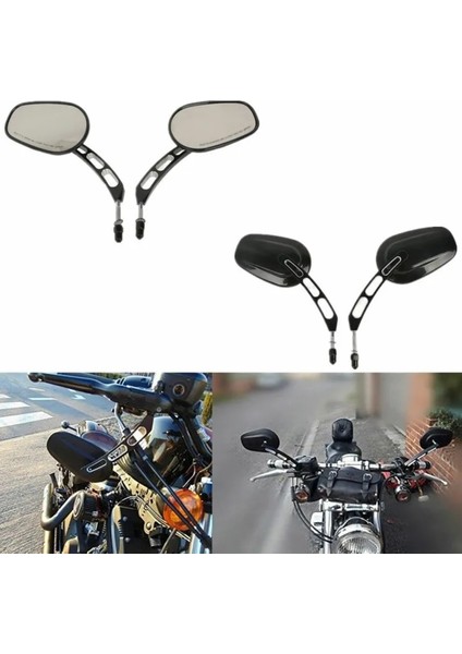 Krom 8mm 10MM Stili Motosiklet Arka Yan Aynalar Dikiz Harley Touring Sportste Road King Fatboy Softail Bobber Chopper Street Glide Dyna (Yurt Dışından) indirimleri