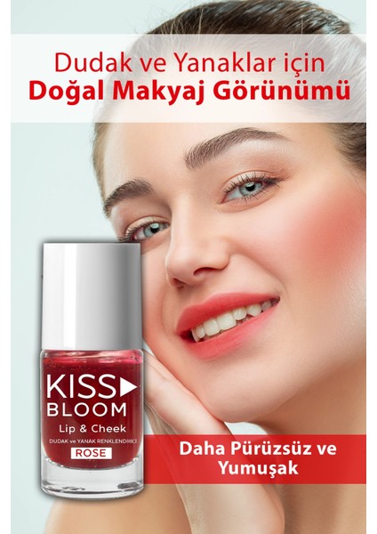 Kiss & Bloom Doğal Görünümlü Dudak ve Yanak Renklendirici Lip & Cheek Rose 11 ml fiyatları