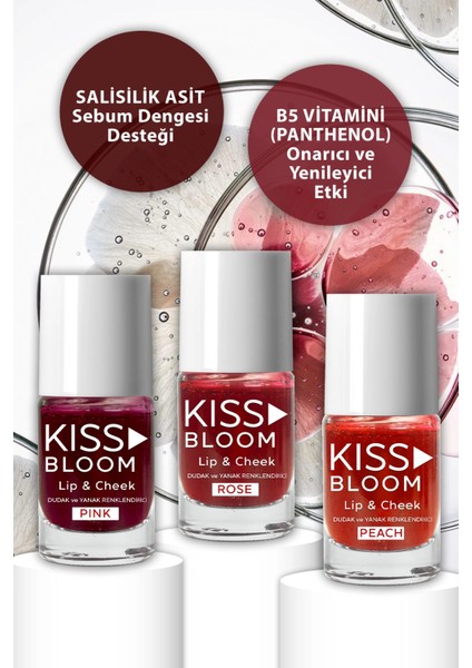 Kiss & Bloom Doğal Görünümlü Dudak ve Yanak Renklendirici Lip & Cheek Rose 11 ml fırsatları