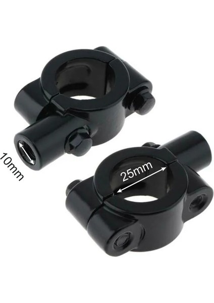 SIYAH-25MM-M10 Stili " Inç Gidon Konu Motosiklet Ayna Montaj Kelepçesi Dikiz Aynası Tutucu Adaptörü Gümüş Siyah (Yurt Dışından)
