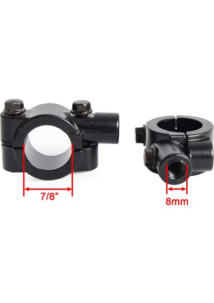 8 mm 2 Adet Tarzı 2 Adet Motosiklet "(22MM) Gidon Dikiz Aynası Montaj Tutucu Kelepçe Adaptörü Konu (Yurt Dışından)
