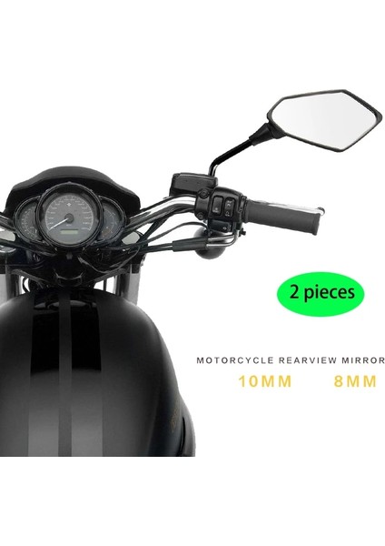 8mm Tarzı Hava Motosiklet Mi Vidalı Cam Temizle Arka Görünüm Moto Gidon Dekorasyon Mis Siyah Klasik Moda (Yurt Dışından)