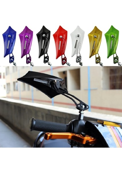 Siyah Stil Motosiklet Scooter Evrensel Modifiye Yarasa Şekli Yan Ayna Dikiz Aynası Alüminyum Sürüş Aynası (Yurt Dışından)