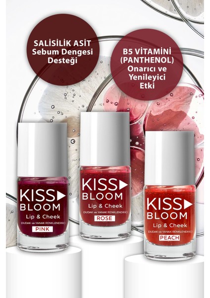 Kiss & Bloom Doğal Görünümlü Dudak ve Yanak Renklendirici Lip & Cheek Peach 11 ml