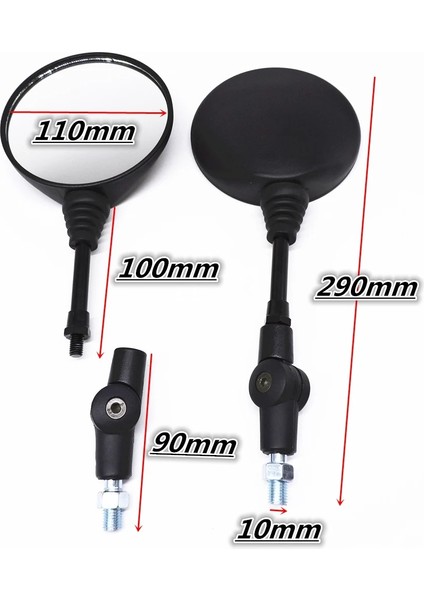 C Stili Siyah Evrensel Düşme Önleyici Katlanır Yuvarlak Ayna Motosiklet Yan Mirrorscooter E-Bike Dikiz Aynaları Arka Taraf Mimm (Yurt Dışından)