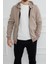 Hscstore Erkek Fermuarlı Kapüşonlu Bej Sweatshirt - 3705 1