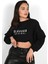 Kadın Yazı Baskılı Bisiklet Yaka Sweatshirt 1617-24 1