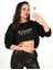 Kadın Yazı Baskılı Bisiklet Yaka Sweatshirt 1617-24 3