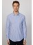 Slim Fit Dar Kalıp Çizgili Yazlık Keten Efekt Erkek Gömlek 3
