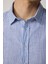 Slim Fit Dar Kalıp Çizgili Yazlık Keten Efekt Erkek Gömlek 4