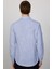 Slim Fit Dar Kalıp Çizgili Yazlık Keten Efekt Erkek Gömlek 5