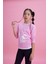 Kız Çocuk Love Baskılı Ekru Garni Detaylı Uzun Kol Pembe T-Shirt 2