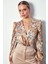 Desenli Bodysuit Bluz - Camel 2
