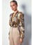 Desenli Bodysuit Bluz - Haki 5