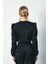 Kruvaze Desenli Bodysuit Bluz - Siyah 4