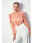 Kruvaze Desenli Bodysuit Bluz - Somon 3