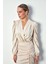 Kruvaze Desenli Bodysuit Bluz - Bej 2