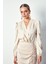 Kruvaze Desenli Bodysuit Bluz - Bej 3