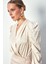 Kruvaze Desenli Bodysuit Bluz - Bej 4