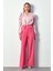 Bel Detaylı Geniş Paça Pantolon - Pembe 1